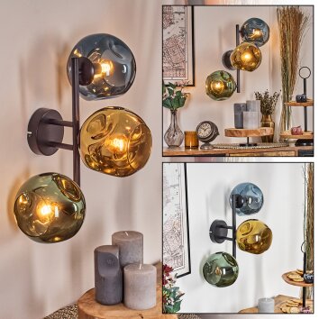 Ripoll Boule lumineuse, Applique murale Bleu, Or, Vert, 3 lumières