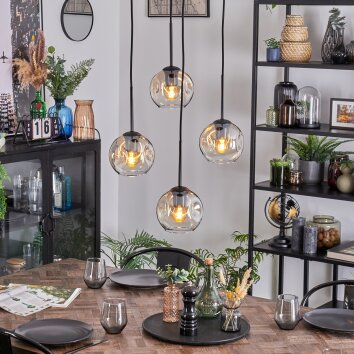 Ripoll Suspension, Boule lumineuse, Suspension grappe Ambre, Clair, 4 lumières