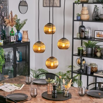 Koyoto Suspension, Boule lumineuse, Suspension grappe Or, 4 lumières