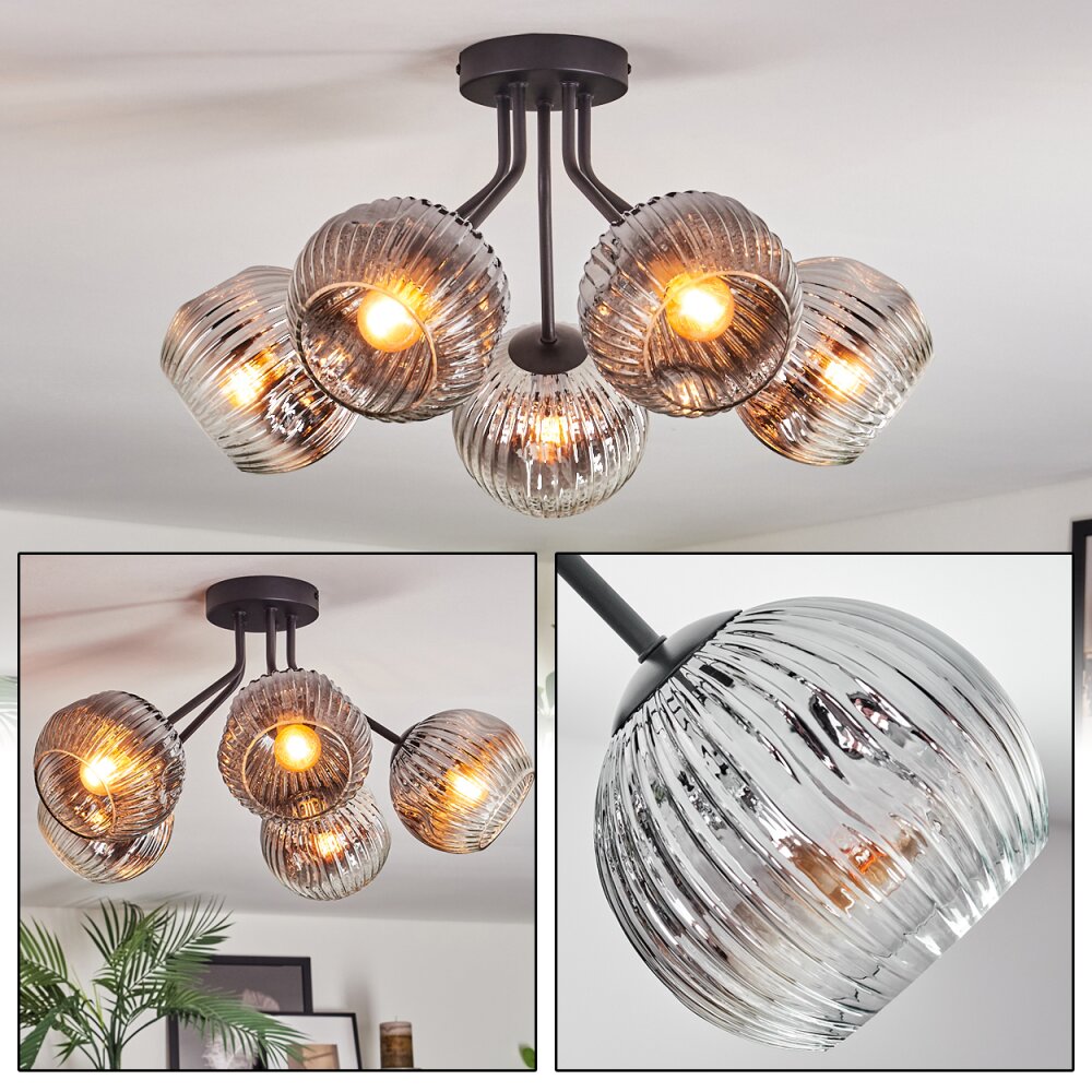 Ripoll Plafonnier, Boule lumineuse Chrome, Clair, Fumé, 5 lumières main product photo