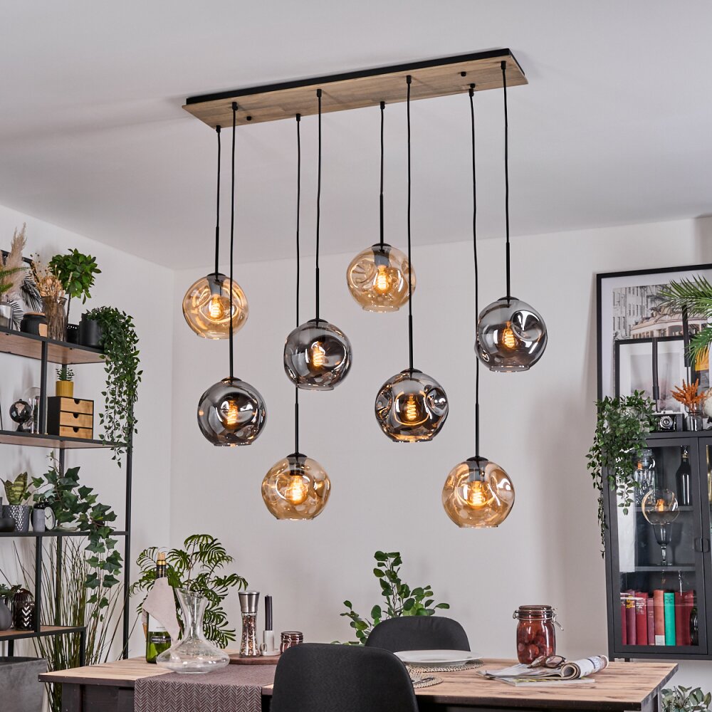 Ripoll Suspension, Boule lumineuse, Suspension Écru, Noir, 8 lumières main product photo