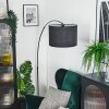 Bassagoda Lampadaire, Lampadaires arc Chrome, Noir, 1 lumière, Abat-jour en tissu