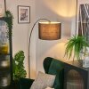 Bassagoda Lampadaire, Lampadaires arc Chrome, Noir, 1 lumière, Abat-jour en tissu