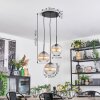 Koyoto Suspension, Boule lumineuse, Suspension grappe 30 cm Ambre, Clair, 3 lumières