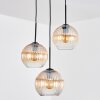 Koyoto Suspension, Boule lumineuse, Suspension grappe 30 cm Ambre, Clair, 3 lumières