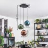 Ripoll Suspension, Boule lumineuse, Suspension grappe Bleu, Vert, Cuivré, 3 lumières