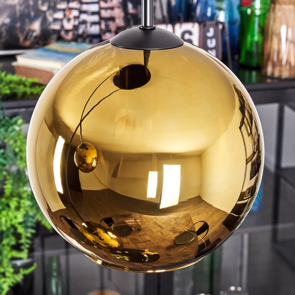 Koyoto Suspension, Boule lumineuse, Suspension grappe 30 cm Or, 3 lumières