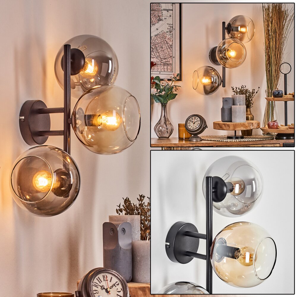 Koyoto Boule lumineuse, Applique murale Ambre, Clair, Fumé, 3 lumières main product photo