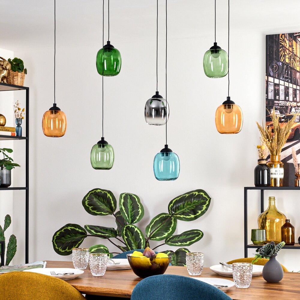 Moyrourkan Suspension, Suspension, Suspension grappe LED Bleu, Vert, Clair, Orange, Fumé, 1 lumière