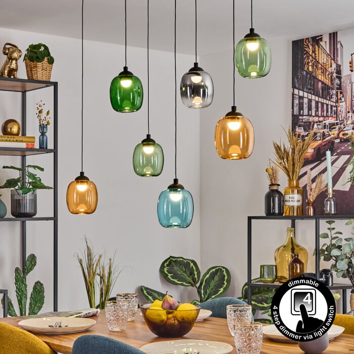 Moyrourkan Suspension, Suspension, Suspension grappe LED Bleu, Vert, Clair, Orange, Fumé, 1 lumière