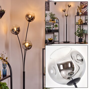 Ripoll Boule lumineuse, Lampadaire Chrome, Clair, Fumé, 3 lumières