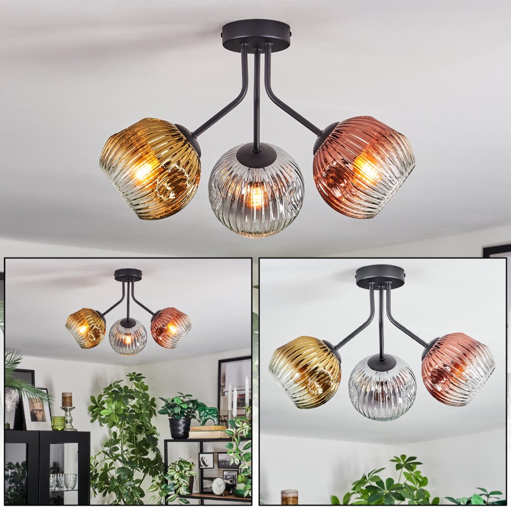 Ripoll Plafonnier, Boule lumineuse Or, Clair, Cuivré, Fumé, 3 lumières main product photo