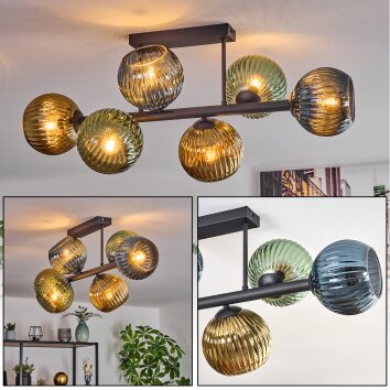 Koyoto Plafonnier, Boule lumineuse Bleu, Or, Vert, 6 lumières