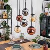 Gastor Suspension, Boule lumineuse, Suspension Ambre, Chrome, Cuivré, Fumé, 6 lumières
