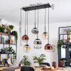 Gastor Suspension, Boule lumineuse, Suspension Ambre, Chrome, Clair, Cuivré, Fumé, 6 lumières