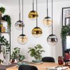 Gastor Suspension, Boule lumineuse, Suspension Ambre, Or, Clair, Fumé, 6 lumières