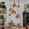 Gastor Suspension, Boule lumineuse, Suspension Ambre, Or, Clair, Fumé, 6 lumières