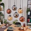 Gastor Suspension, Boule lumineuse, Suspension Ambre, Chrome, Cuivré, Fumé, 6 lumières