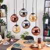 Gastor Suspension, Boule lumineuse, Suspension Ambre, Chrome, Cuivré, Fumé, 6 lumières