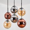 Gastor Suspension, Boule lumineuse, Suspension Ambre, Chrome, Cuivré, Fumé, 6 lumières