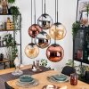Gastor Suspension, Boule lumineuse, Suspension Ambre, Chrome, Cuivré, Fumé, 6 lumières