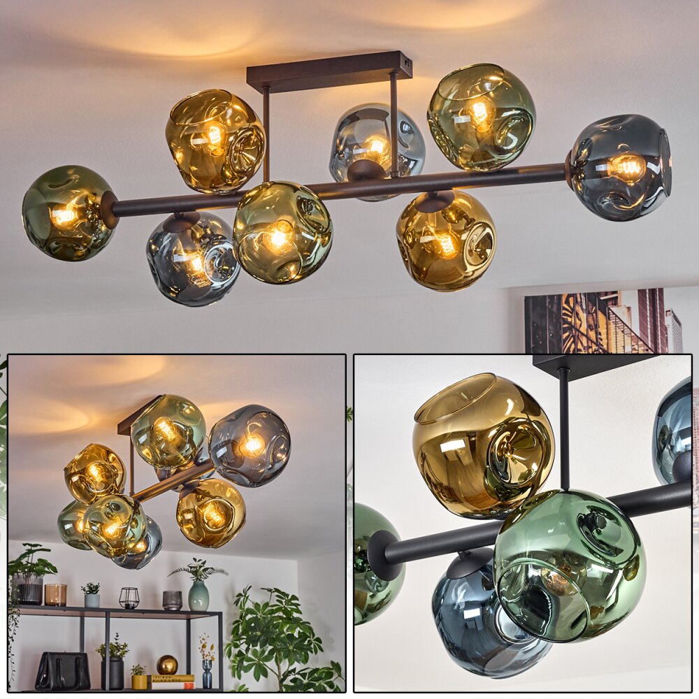 Ripoll Plafonnier, Boule lumineuse Bleu, Or, Vert, 8 lumières main product photo