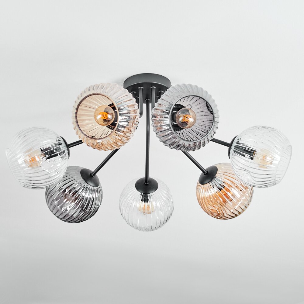 Ripoll Plafonnier, Boule lumineuse Ambre, Clair, Fumé, 7 lumières