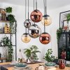 Gastor Suspension, Boule lumineuse, Suspension Ambre, Chrome, Cuivré, Fumé, 6 lumières