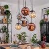 Gastor Suspension, Boule lumineuse, Suspension Ambre, Chrome, Cuivré, Fumé, 6 lumières