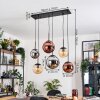 Gastor Suspension, Boule lumineuse, Suspension Ambre, Chrome, Cuivré, Fumé, 6 lumières