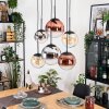 Gastor Suspension, Boule lumineuse, Suspension Ambre, Chrome, Clair, Cuivré, Fumé, 6 lumières