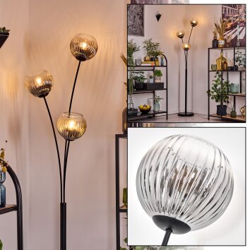 Koyoto Boule lumineuse, Lampadaire Clair, Fumé, 3 lumières