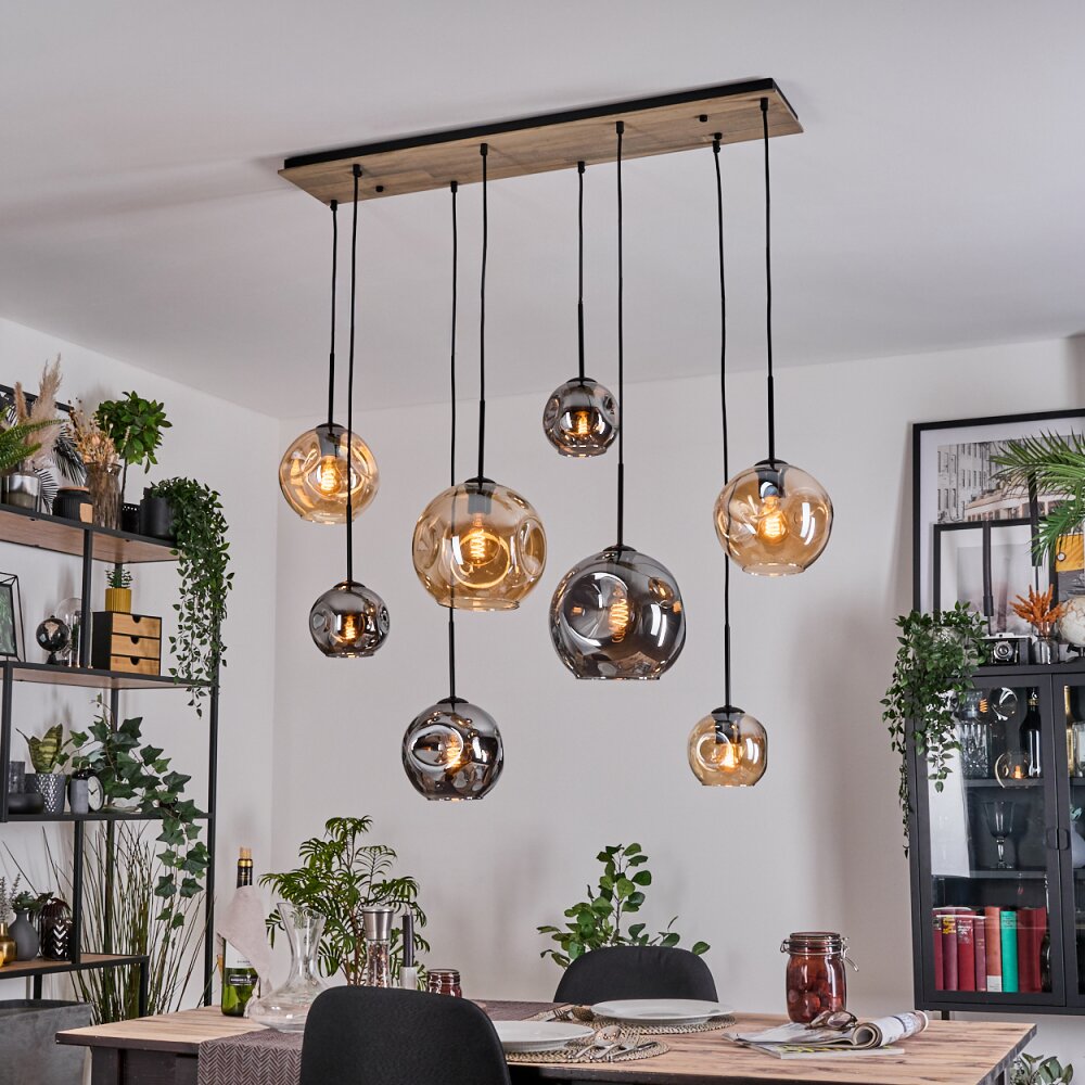 Ripoll Suspension, Boule lumineuse, Suspension Écru, Noir, 8 lumières main product photo