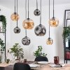 Ripoll Suspension, Boule lumineuse, Suspension Écru, Noir, 8 lumières