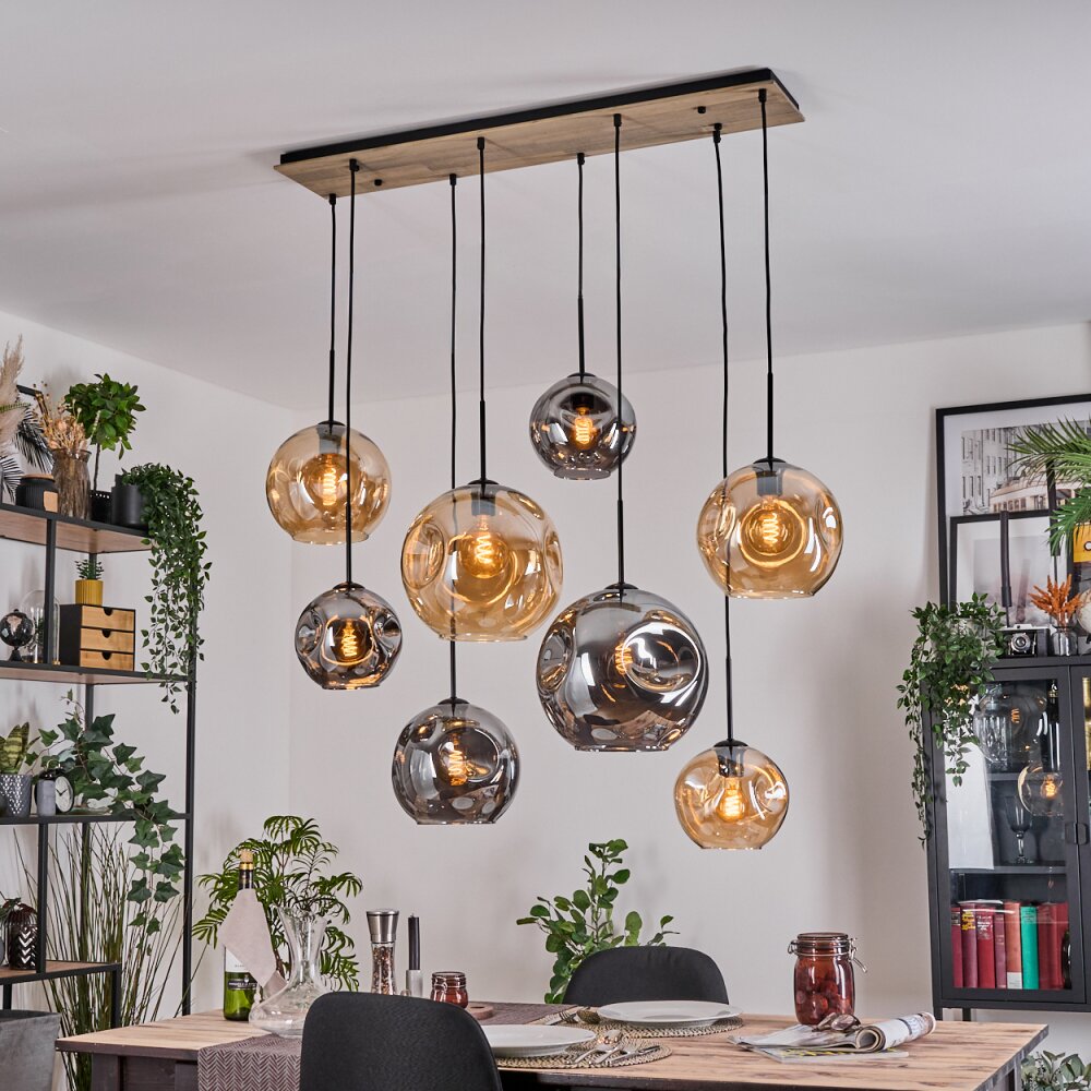 Ripoll Suspension, Boule lumineuse, Suspension Écru, Noir, 8 lumières main product photo