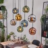 Ripoll Suspension, Boule lumineuse, Suspension Écru, Noir, 8 lumières