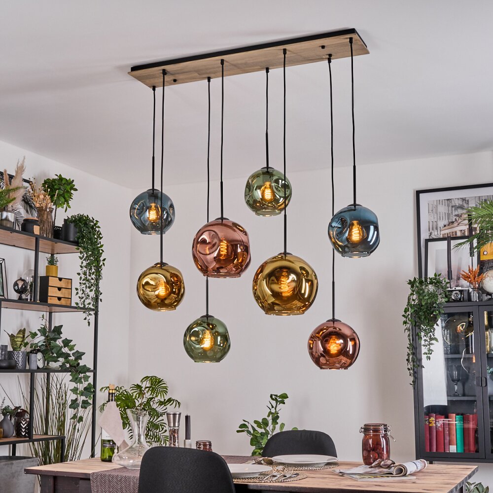 Ripoll Suspension, Boule lumineuse, Suspension Écru, Noir, 8 lumières main product photo
