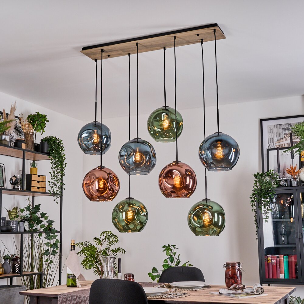 Ripoll Suspension, Boule lumineuse, Suspension Écru, Noir, 8 lumières main product photo