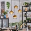 Koyoto Suspension, Boule lumineuse, Suspension grappe 35 cm Or, Clair, 4 lumières