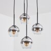 Koyoto Suspension, Boule lumineuse, Suspension grappe 35 cm Chrome, Clair, Fumé, 4 lumières