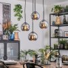 Koyoto Suspension, Boule lumineuse, Suspension grappe 35 cm Chrome, Fumé, 4 lumières