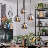 Koyoto Suspension, Boule lumineuse, Suspension grappe 35 cm Chrome, Fumé, 4 lumières