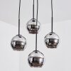 Koyoto Suspension, Boule lumineuse, Suspension grappe 35 cm Chrome, Fumé, 4 lumières