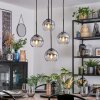 Koyoto Suspension, Boule lumineuse, Suspension grappe 35 cm Clair, Fumé, 4 lumières