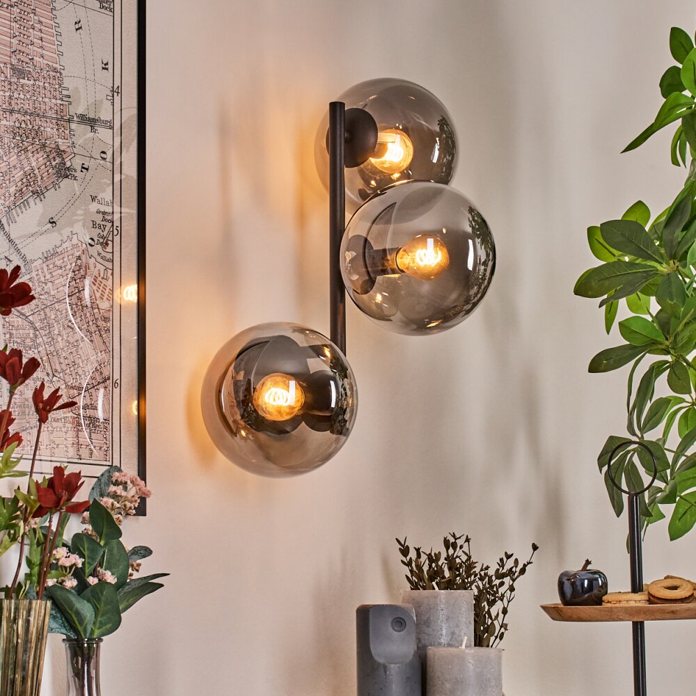 Gastor Boule lumineuse, Applique murale Fumé, 3 lumières