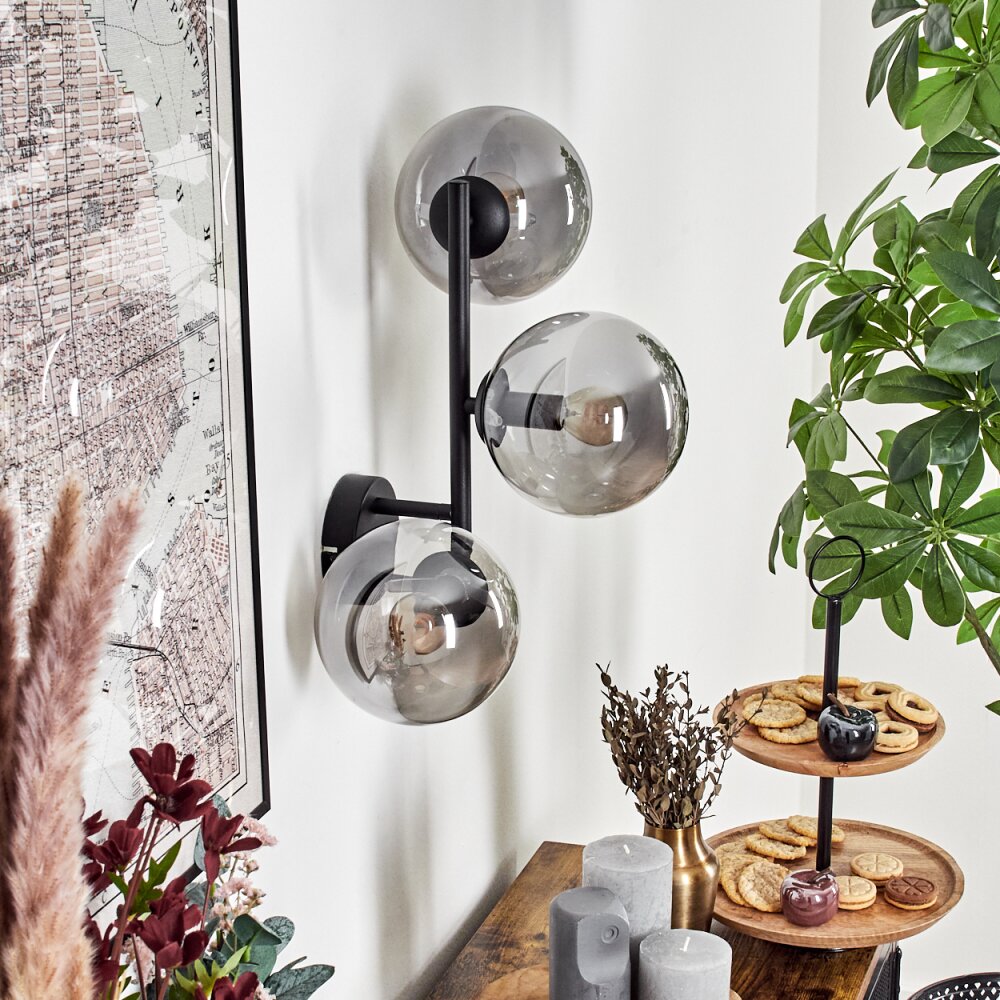 Gastor Boule lumineuse, Applique murale Fumé, 3 lumières