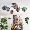 Koyoto Plafonnier, Boule lumineuse 74 cm Bleu, Vert, Cuivré, 6 lumières