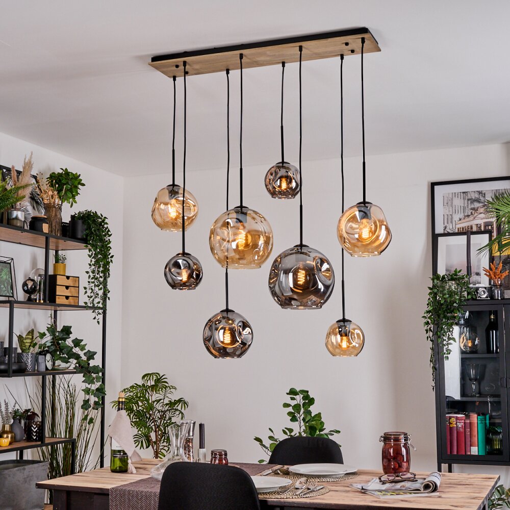 Ripoll Suspension, Boule lumineuse, Suspension Écru, Noir, 8 lumières main product photo