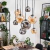 Ripoll Suspension, Boule lumineuse, Suspension Écru, Noir, 8 lumières