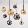 Ripoll Suspension, Boule lumineuse, Suspension Écru, Noir, 8 lumières